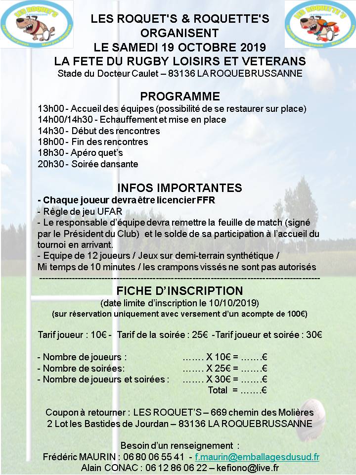 Roquets TOURNOI 19 OCTOBRE 2019